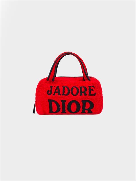 Christian Dior 2000s J'Adore Dior Red Terrycloth Bag .